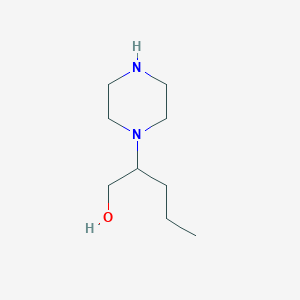 molecular formula C9H20N2O B13289526 2-(Piperazin-1-yl)pentan-1-ol 