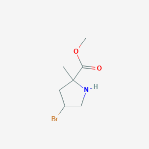 molecular formula C7H12BrNO2 B13289741 Methyl 4-bromo-2-methylpyrrolidine-2-carboxylate 