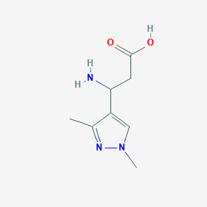 molecular formula C8H13N3O2 B13289766 3-amino-3-(1,3-dimethyl-1H-pyrazol-4-yl)propanoic acid 