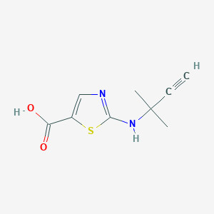 molecular formula C9H10N2O2S B13289787 2-[(2-Methylbut-3-yn-2-yl)amino]-1,3-thiazole-5-carboxylic acid 