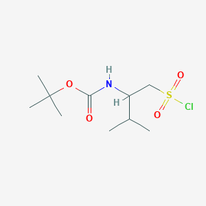 molecular formula C10H20ClNO4S B13289796 Tert-butyl N-[1-(chlorosulfonyl)-3-methylbutan-2-YL]carbamate 