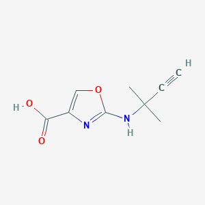 molecular formula C9H10N2O3 B13289801 2-[(2-Methylbut-3-YN-2-YL)amino]-1,3-oxazole-4-carboxylic acid 