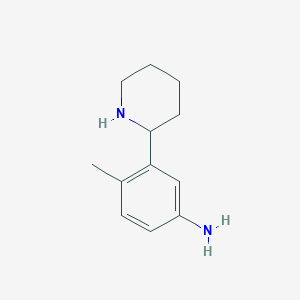 molecular formula C12H18N2 B13289969 4-Methyl-3-(piperidin-2-YL)aniline 