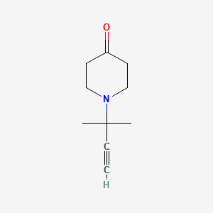 molecular formula C10H15NO B13290084 1-(2-Methylbut-3-yn-2-yl)piperidin-4-one 