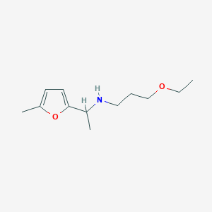 molecular formula C12H21NO2 B13290125 (3-Ethoxypropyl)[1-(5-methylfuran-2-YL)ethyl]amine 