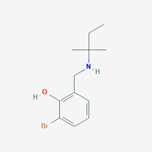 molecular formula C12H18BrNO B13290278 2-Bromo-6-{[(2-methylbutan-2-yl)amino]methyl}phenol 