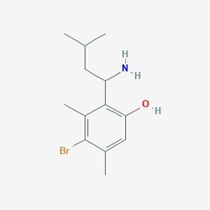 molecular formula C13H20BrNO B13290424 2-(1-Amino-3-methylbutyl)-4-bromo-3,5-dimethylphenol 