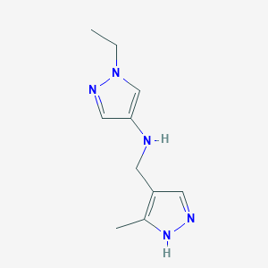 molecular formula C10H15N5 B13290512 1-Ethyl-N-[(3-methyl-1H-pyrazol-4-yl)methyl]-1H-pyrazol-4-amine 