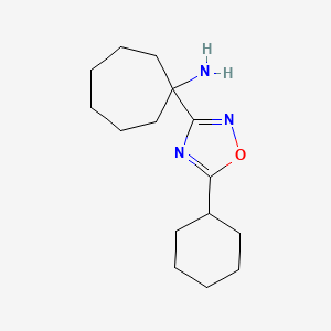 1-(5-Cyclohexyl-1,2,4-oxadiazol-3-yl)cycloheptan-1-amine