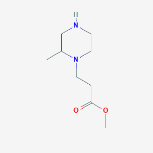 molecular formula C9H18N2O2 B13290580 Methyl 3-(2-methylpiperazin-1-yl)propanoate 