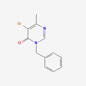 molecular formula C12H11BrN2O B13290597 3-Benzyl-5-bromo-6-methyl-3,4-dihydropyrimidin-4-one 