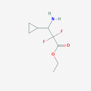 molecular formula C8H13F2NO2 B13290623 Ethyl 3-amino-3-cyclopropyl-2,2-difluoropropanoate 