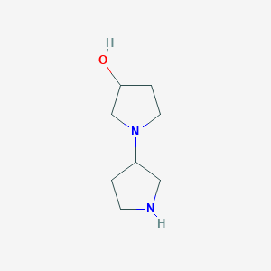 molecular formula C8H16N2O B13290641 1-(Pyrrolidin-3-yl)pyrrolidin-3-ol 