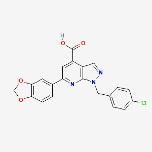 6-(1,3-benzodioxol-5-yl)-1-(4-chlorobenzyl)-1H-pyrazolo[3,4-b]pyridine-4-carboxylic acid