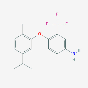 molecular formula C17H18F3NO B1329109 4-(5-异丙基-2-甲基苯氧基)-3-(三氟甲基)苯胺 CAS No. 946740-62-1