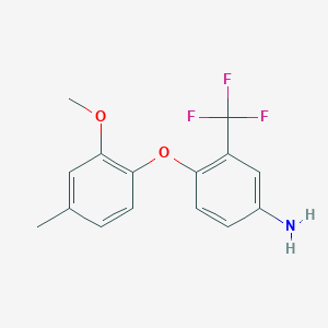 molecular formula C15H14F3NO2 B1329119 4-(2-甲氧基-4-甲基苯氧基)-3-(三氟甲基)-苯胺 CAS No. 946784-20-9