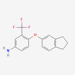 molecular formula C16H14F3NO B1329122 4-(2,3-二氢-1H-茚-5-氧基)-3-(三氟甲基)苯胺 CAS No. 946784-24-3