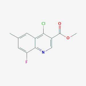 molecular formula C12H9ClFNO2 B13292768 Methyl 4-chloro-8-fluoro-6-methylquinoline-3-carboxylate 