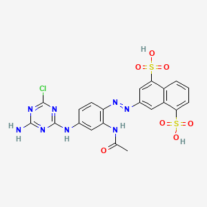 B1329402 1,5-Naphthalenedisulfonic acid, 3-[[2-(acetylamino)-4-[(4-amino-6-chloro-1,3,5-triazin-2-yl)amino]phenyl]azo]- CAS No. 6539-67-9