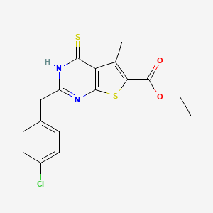 Ethyl 2-(4-chlorobenzyl)-4-mercapto-5-methylthieno[2,3-d]pyrimidine-6-carboxylate