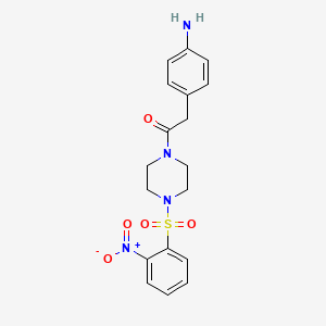 molecular formula C18H20N4O5S B13295208 2-(4-Aminophenyl)-1-[4-(2-nitrobenzenesulfonyl)piperazin-1-yl]ethan-1-one 