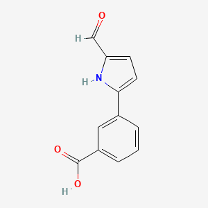 molecular formula C12H9NO3 B13295306 3-(5-formyl-1H-pyrrol-2-yl)benzoic acid 