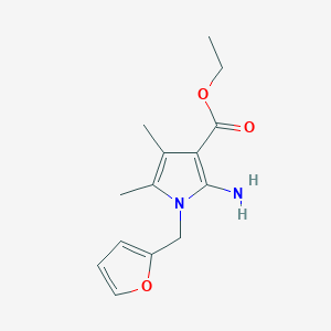 molecular formula C14H18N2O3 B13295386 ethyl 2-amino-1-(2-furylmethyl)-4,5-dimethyl-1H-pyrrole-3-carboxylate 