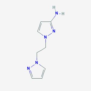 molecular formula C8H11N5 B13295401 1-[2-(1H-Pyrazol-1-YL)ethyl]-1H-pyrazol-3-amine 