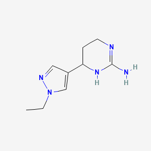 molecular formula C9H15N5 B13295496 6-(1-Ethyl-1H-pyrazol-4-yl)-1,4,5,6-tetrahydropyrimidin-2-amine 