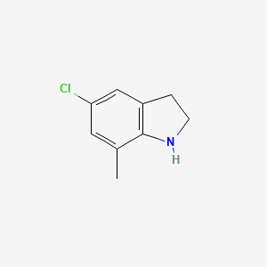 molecular formula C9H10ClN B13295575 5-chloro-7-methyl-2,3-dihydro-1H-indole 