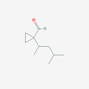 molecular formula C10H18O B13295672 1-(4-Methylpentan-2-yl)cyclopropane-1-carbaldehyde 