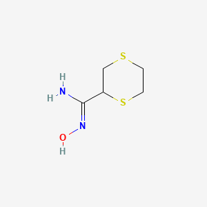 molecular formula C5H10N2OS2 B13295988 N'-hydroxy-1,4-dithiane-2-carboximidamide 