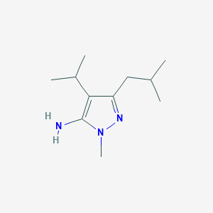 molecular formula C11H21N3 B13296293 1-Methyl-3-(2-methylpropyl)-4-(propan-2-yl)-1H-pyrazol-5-amine 