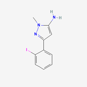 molecular formula C10H10IN3 B13296296 3-(2-Iodophenyl)-1-methyl-1H-pyrazol-5-amine 