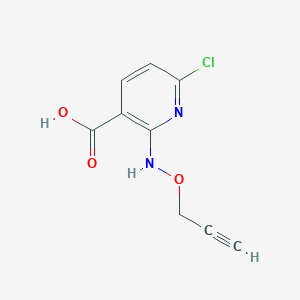 molecular formula C9H7ClN2O3 B13296366 6-Chloro-2-[(prop-2-yn-1-yloxy)amino]pyridine-3-carboxylic acid 