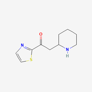 molecular formula C10H14N2OS B13296385 2-(Piperidin-2-yl)-1-(1,3-thiazol-2-yl)ethan-1-one 