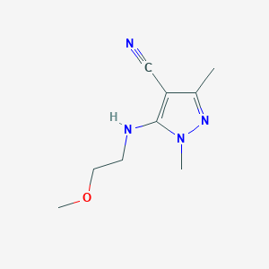 molecular formula C9H14N4O B13296664 5-[(2-methoxyethyl)amino]-1,3-dimethyl-1H-pyrazole-4-carbonitrile 