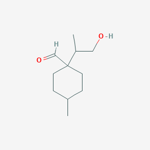 molecular formula C11H20O2 B13296750 1-(1-Hydroxypropan-2-yl)-4-methylcyclohexane-1-carbaldehyde 