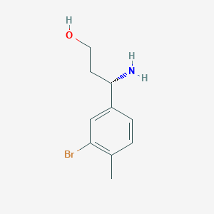 molecular formula C10H14BrNO B13296986 (3S)-3-Amino-3-(3-bromo-4-methylphenyl)propan-1-OL 