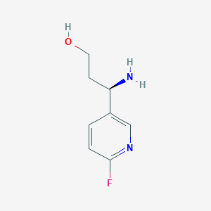 molecular formula C8H11FN2O B13297029 (3R)-3-Amino-3-(6-fluoro(3-pyridyl))propan-1-OL 