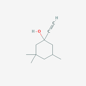 molecular formula C11H18O B13297226 1-Ethynyl-3,3,5-trimethylcyclohexanol CAS No. 70487-02-4