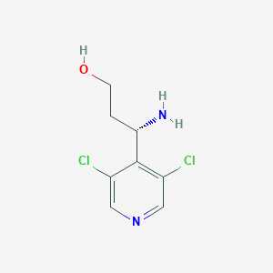 molecular formula C8H10Cl2N2O B13297245 (3S)-3-Amino-3-(3,5-dichloro(4-pyridyl))propan-1-OL 