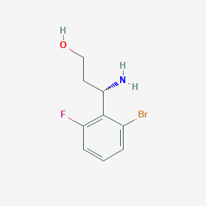 molecular formula C9H11BrFNO B13297263 (3S)-3-Amino-3-(2-bromo-6-fluorophenyl)propan-1-OL 