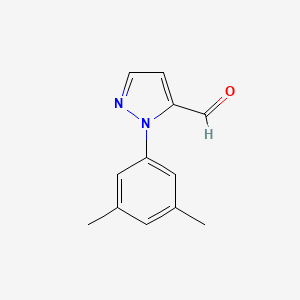 molecular formula C12H12N2O B13297278 1-(3,5-Dimethylphenyl)-1H-pyrazole-5-carbaldehyde 