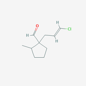 molecular formula C10H15ClO B13297411 1-(3-Chloroprop-2-en-1-yl)-2-methylcyclopentane-1-carbaldehyde 