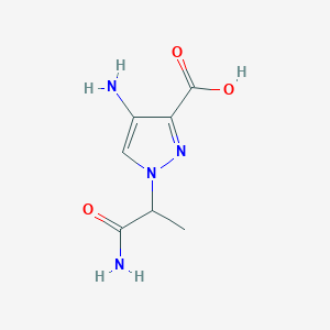 molecular formula C7H10N4O3 B13297440 4-Amino-1-(1-carbamoylethyl)-1H-pyrazole-3-carboxylic acid 