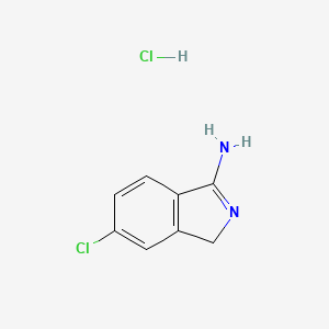 molecular formula C8H8Cl2N2 B13297507 6-Chloro-1H-isoindol-3-amine hydrochloride CAS No. 76644-75-2