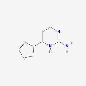 molecular formula C9H17N3 B13297586 6-Cyclopentyl-1,4,5,6-tetrahydropyrimidin-2-amine 