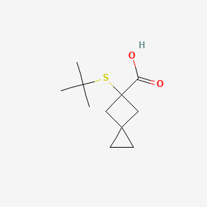 molecular formula C11H18O2S B13297623 5-(Tert-butylsulfanyl)spiro[2.3]hexane-5-carboxylic acid 