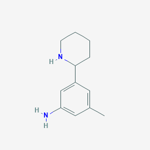 molecular formula C12H18N2 B13297720 3-Methyl-5-(piperidin-2-YL)aniline 